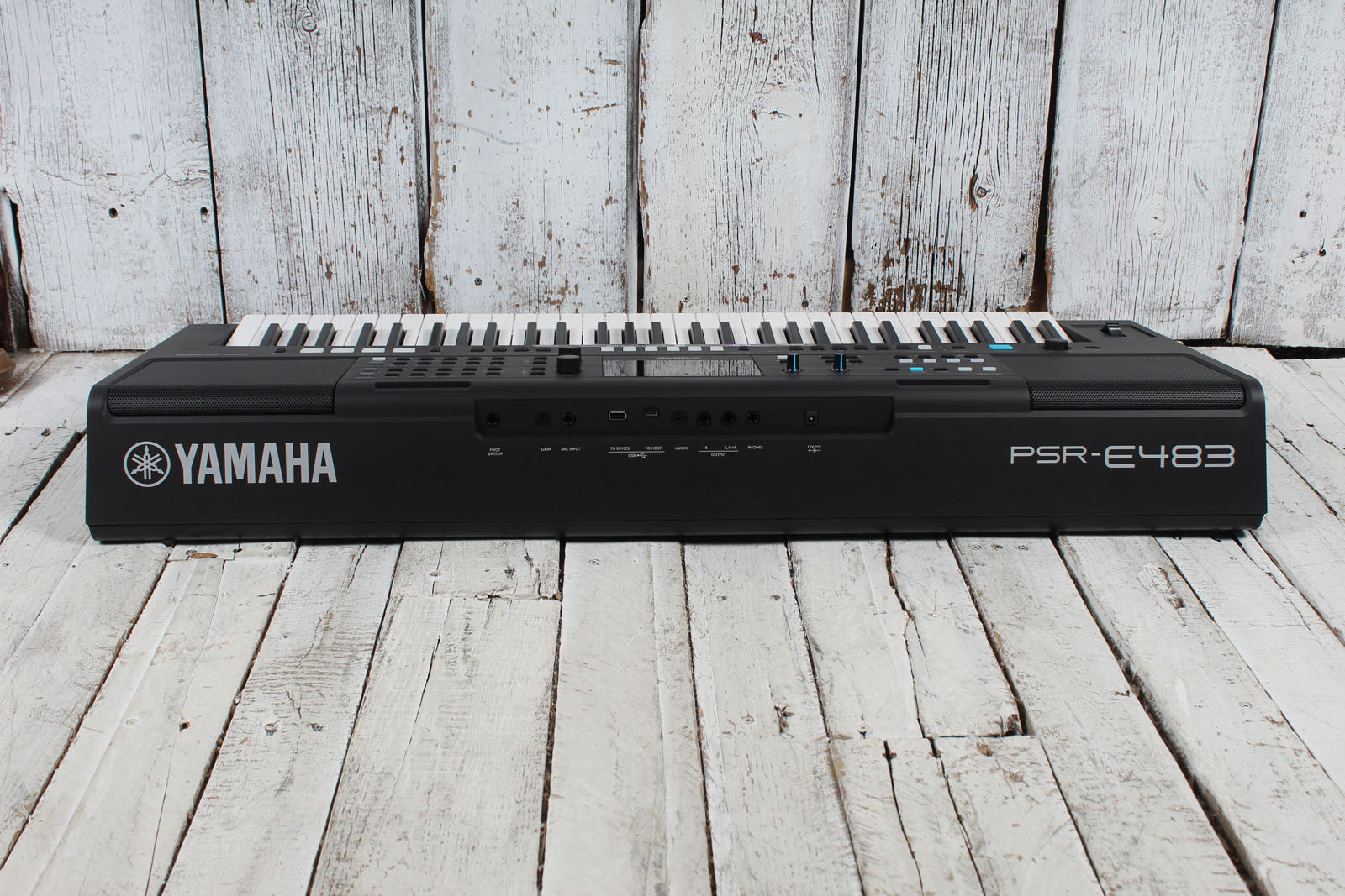 Yamaha PSR-E483 61 Key Portable Keyboard with Power Supply and Music Rest