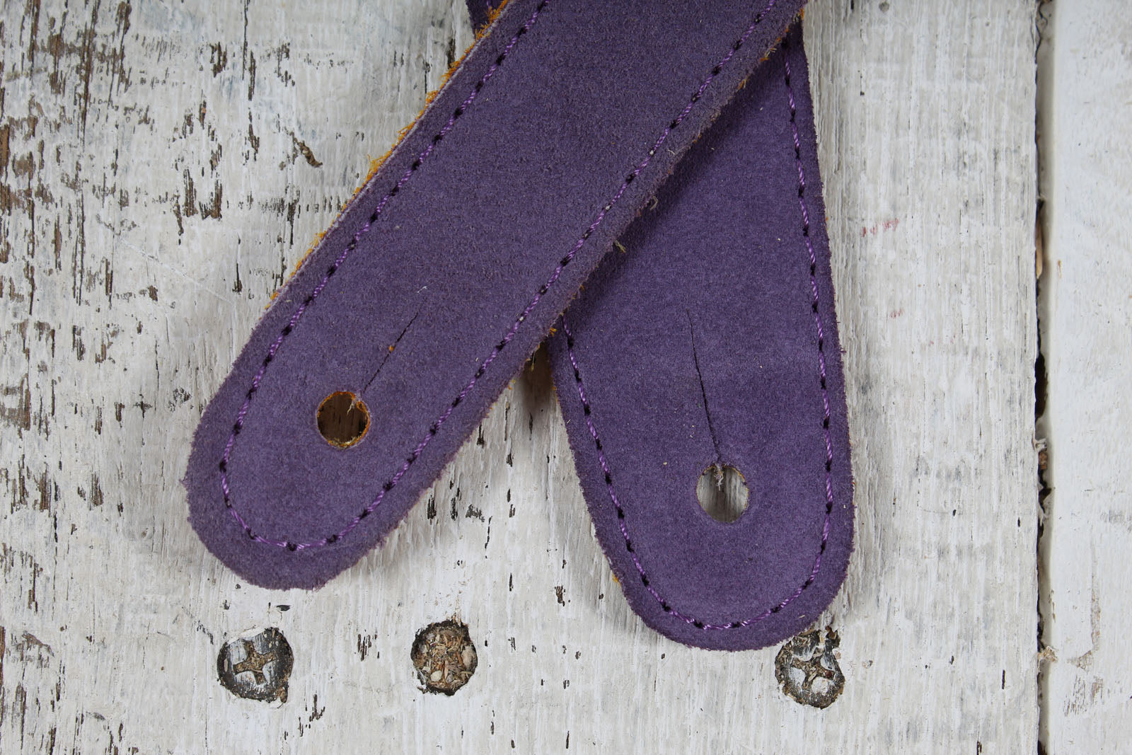 Henry Heller Purple Capri Suede Guitar Strap with Black Leather Stars