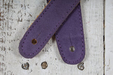 Load image into Gallery viewer, Henry Heller Purple Capri Suede Guitar Strap with Black Leather Stars