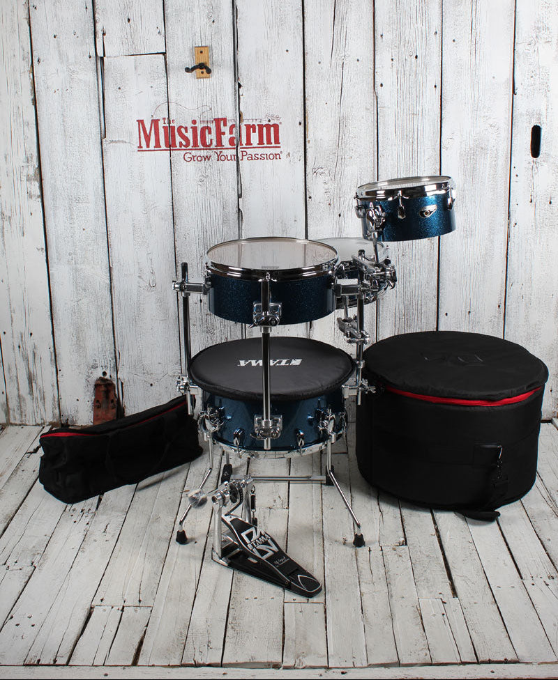 Tama Cocktail Jam CJB46 4 Piece Drum Shell Kit with Snare Drum Indigo Sparkle