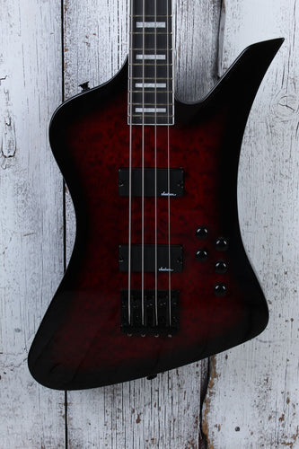 Jackson 2024 Kelly Bird JS3Q 4 String Electric Bass Guitar Transparent Red Burst