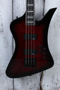 Jackson 2024 Kelly Bird JS3Q 4 String Electric Bass Guitar Transparent Red Burst