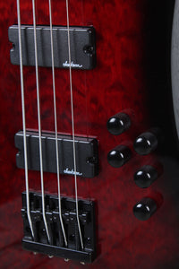 Jackson 2024 Kelly Bird JS3Q 4 String Electric Bass Guitar Transparent Red Burst