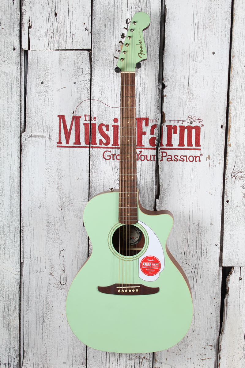 Fender Newporter Player Acoustic Electric Guitar Solid Spruce Top Surf Green