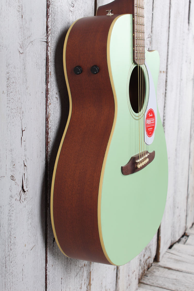Fender Newporter Player Acoustic Electric Guitar Solid Spruce Top Surf Green