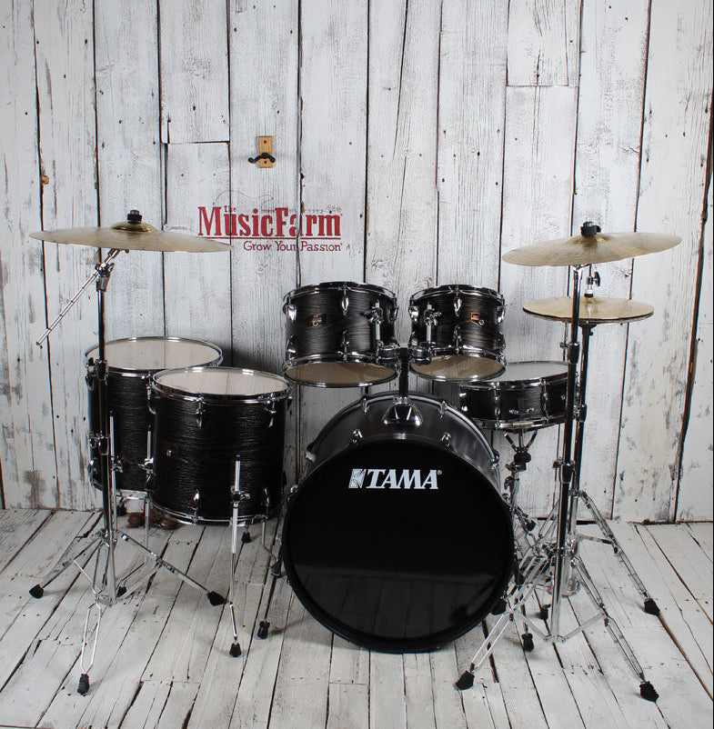 Tama IE62C Imperialstar 6 Piece Drum Kit with Hardware & Cymbals Black Oak Wrap Secondary image