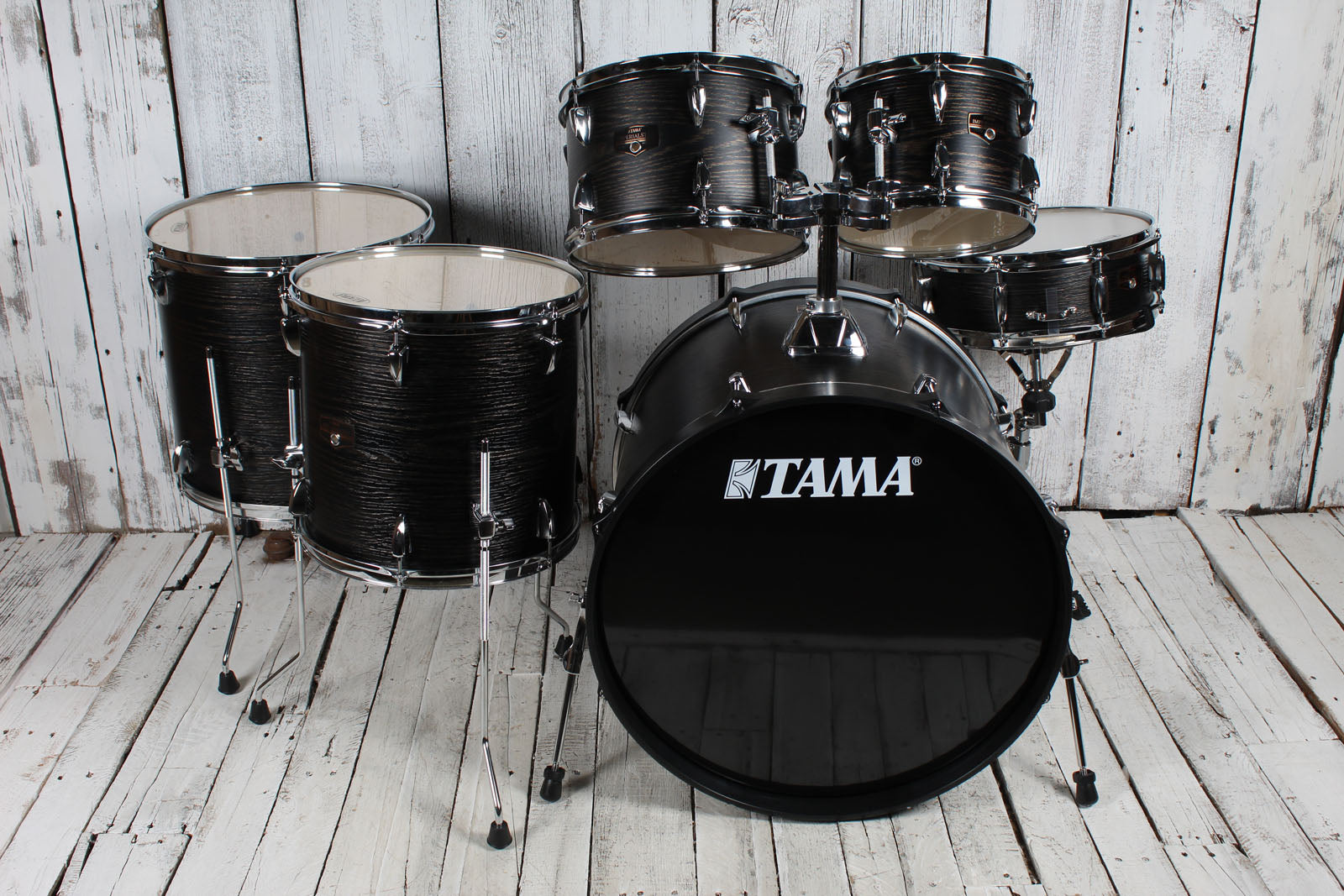 Tama IE62C Imperialstar 6 Piece Drum Kit with Hardware & Cymbals Black Oak Wrap Main image