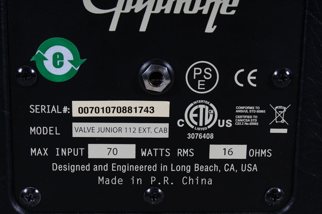 Epiphone Valve Junior Amplifier Head and 1x12 Cabinet Electric Guitar Tube Amp