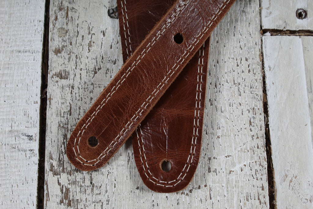 Henry Heller HP25STAR-VBN 2.5 Inch Wide Garment Leather Guitar Strap Star Motif