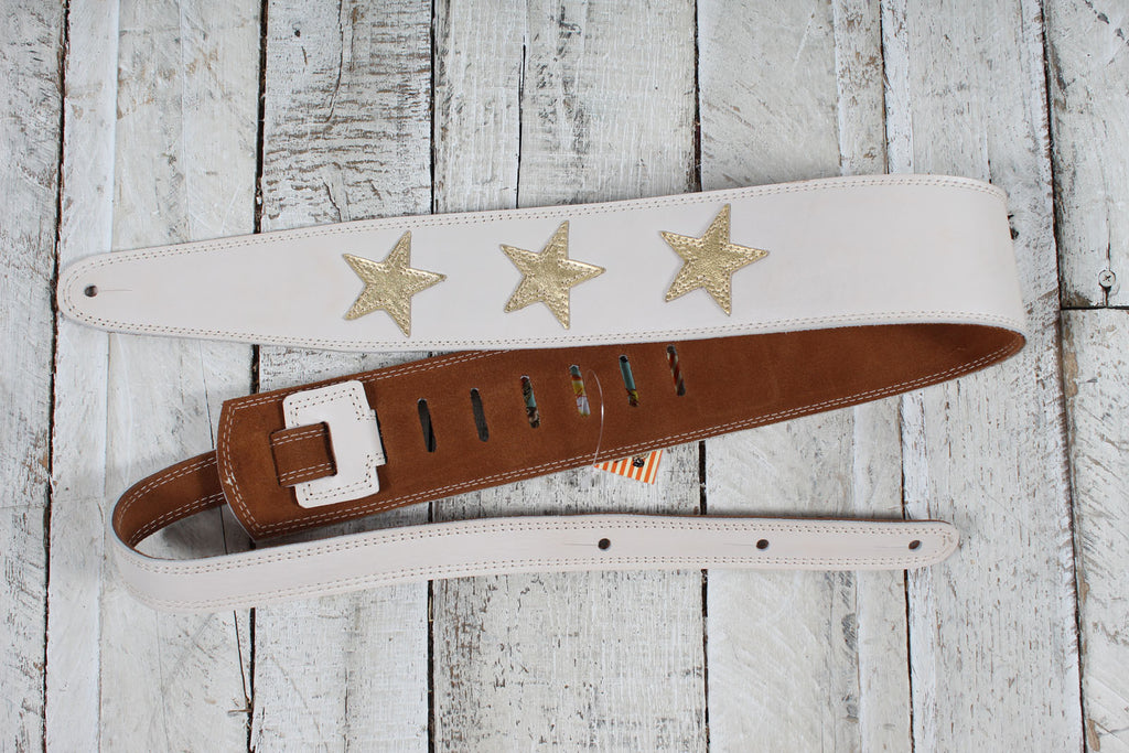 Henry Heller HP25STAR-BON 2.5 Inch Wide Garment Leather Guitar Strap Star Motif