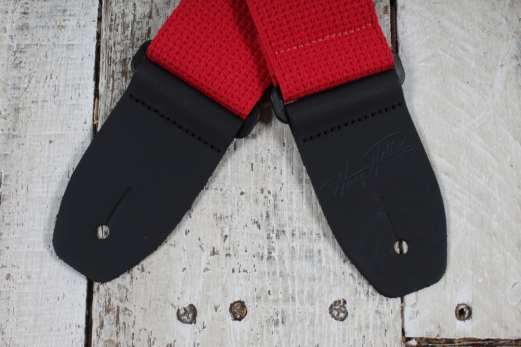 Henry Heller HCOT2ESTAR-RED 2 inch Woven Guitar Strap Star Motif Red