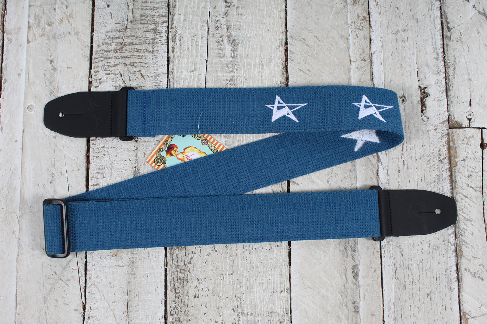 Henry Heller HCOT2ESTAR-BLU 2 Inch Woven Guitar Guitar Strap Star Motif Blue