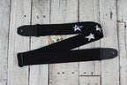 Henry Heller HCOT2ESTAR-BLACK 2 Inch Woven Cotton Guitar Strap Star Motif