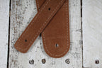 Henry Heller HBS25-BRNFOX 2.5 Inch Guitar Strap Capri Suede Brown with Fox Embroidery