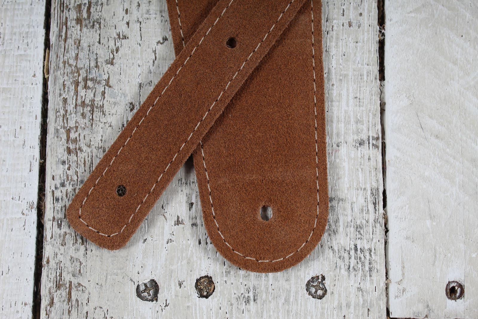 Henry Heller HBS25-BRNFOX 2.5 Inch Guitar Strap Capri Suede Brown with Fox Embroidery