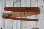 Henry Heller HBS25-BRNHND 2.5 Inch Capri Suede Guitar Strap Brown with Hand Embroidery