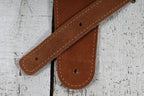 Henry Heller HBS25-BRNHND 2.5 Inch Capri Suede Guitar Strap Brown with Hand Embroidery