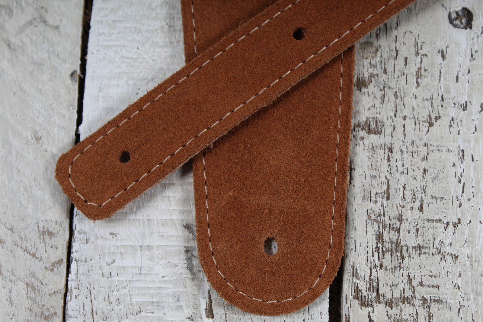 Henry Heller HBS25-BRNFEA  2.5 Inch Guitar Strap Capri Suede Brown with Feather Embroidery