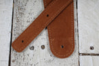 Henry Heller HBS25-BRNTIG  2.5 Inch Capri Guitar Strap Suede Brown with Tiger Embroidery