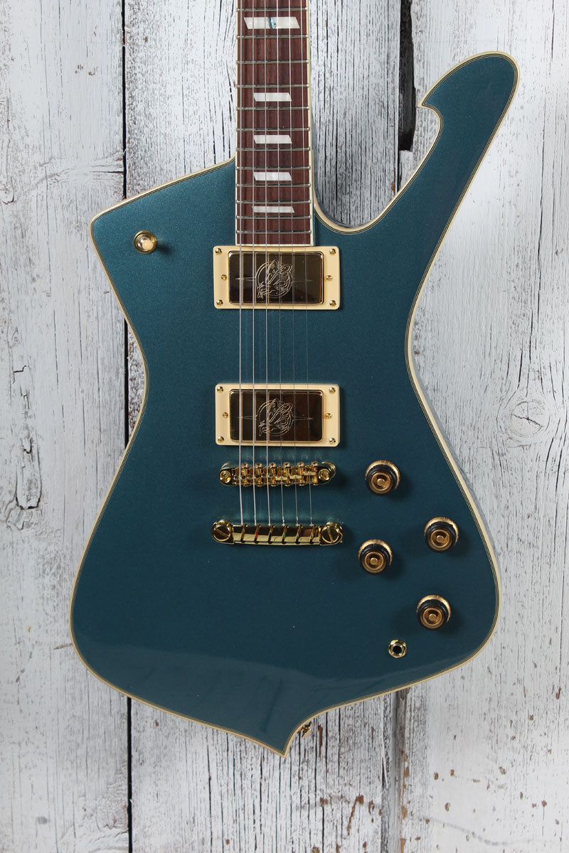 Ibanez Iceman IC420 Electric Guitar Antique Blue Metallic with Gig Bag