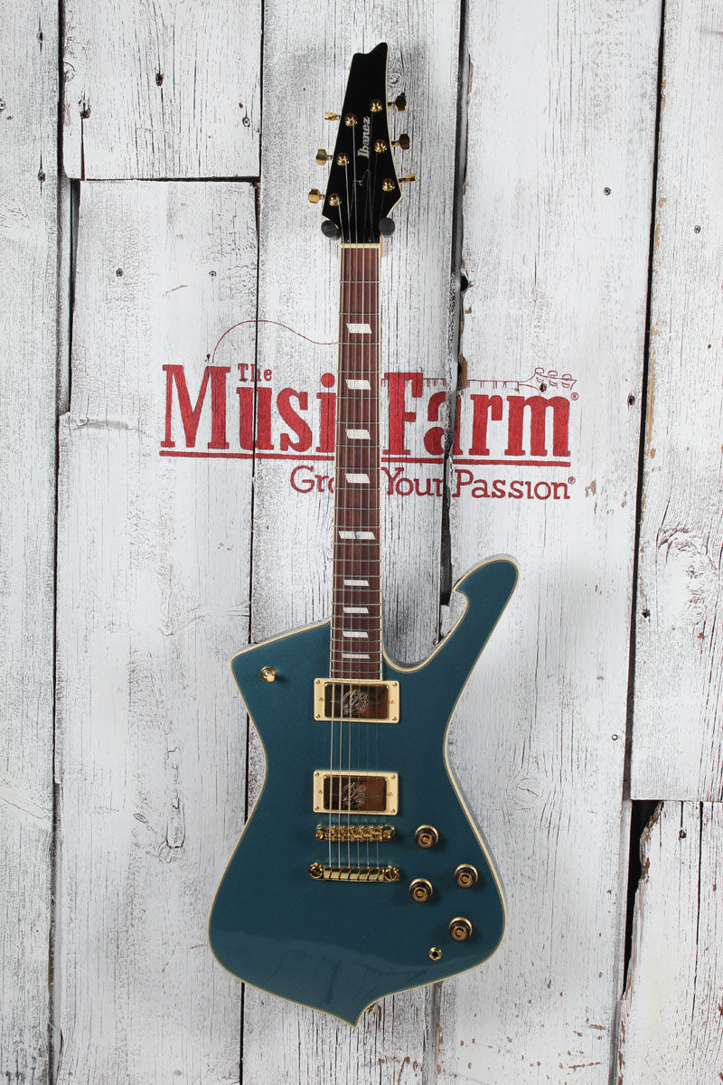 Ibanez Iceman IC420 Electric Guitar Antique Blue Metallic with Gig Bag