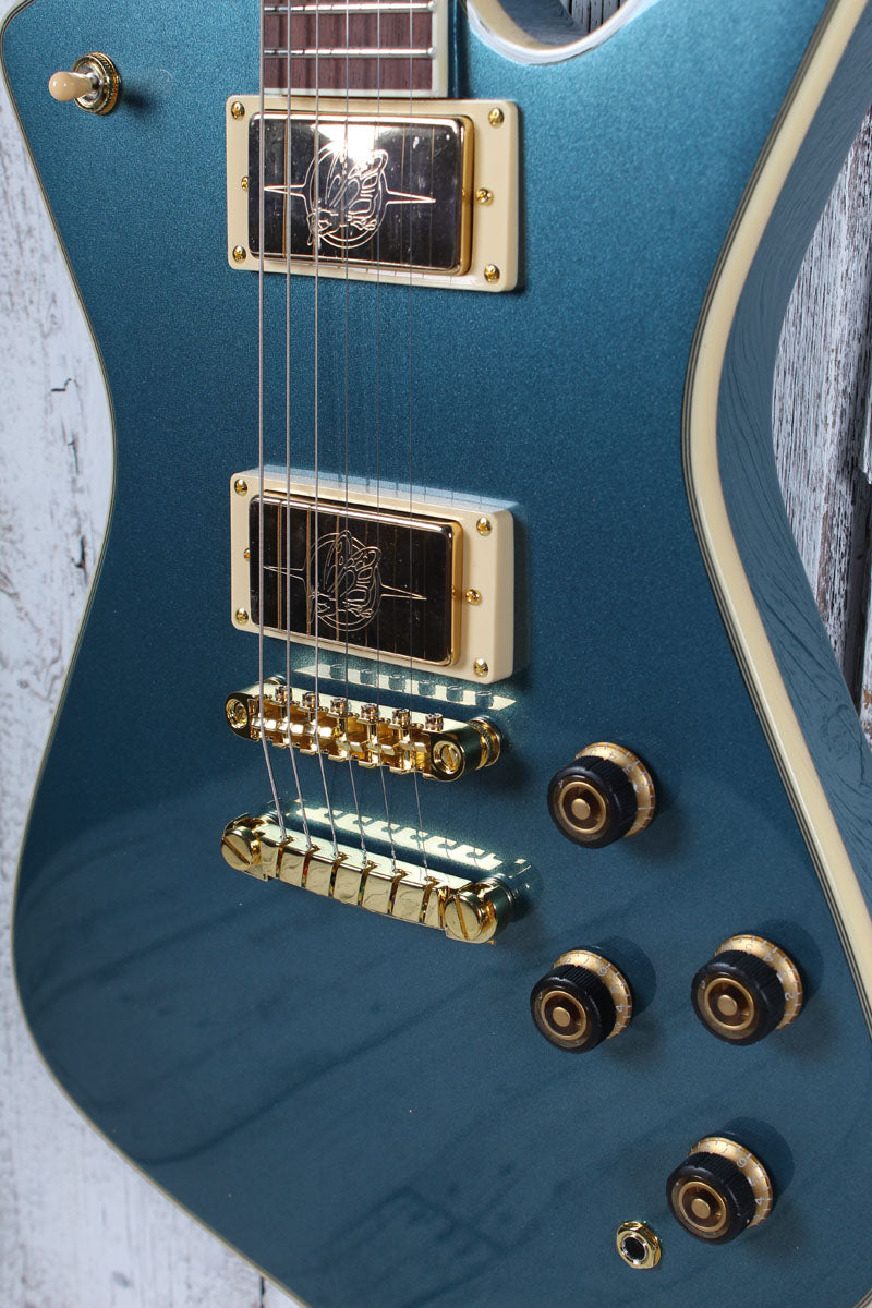 Ibanez Iceman IC420 Electric Guitar Antique Blue Metallic with Gig Bag