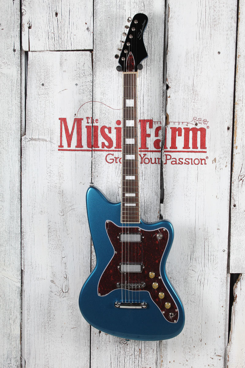 Silvertone 1478 Offset Solid Body Electric Guitar Pelham Blue Finish