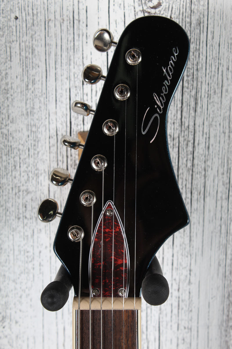 Silvertone 1478 Offset Solid Body Electric Guitar Pelham Blue Finish