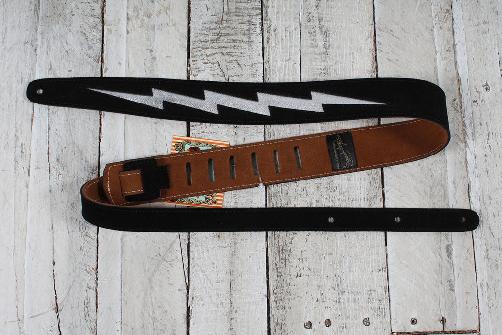 Henry Heller HPBLT-02 2 Inch Width Garment Leather Guitar Strap Lightning Bolt