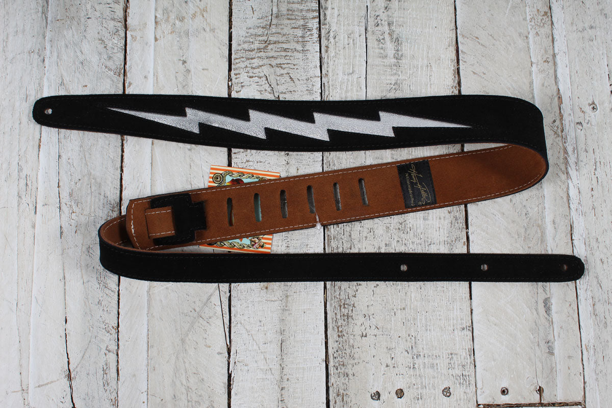 Henry Heller HPBLT-02 2 Inch Width Garment Leather Guitar Strap Lightning Bolt