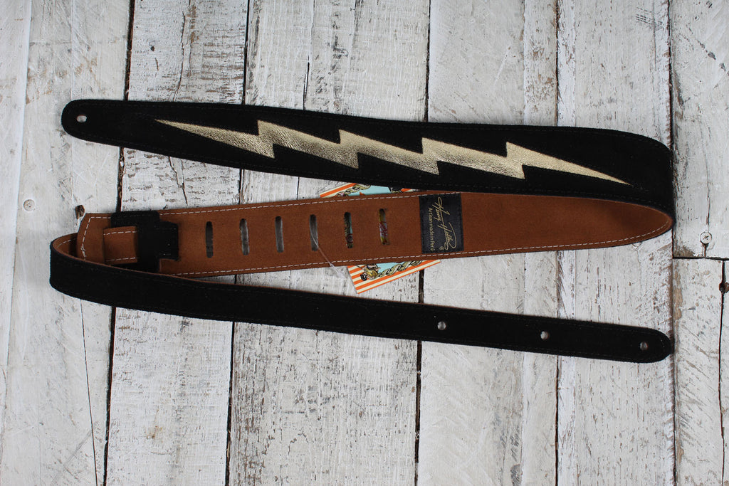 Henry Heller HPBLT-01 2 Inch Width Garment Leather Guitar Strap Lightning Bolt