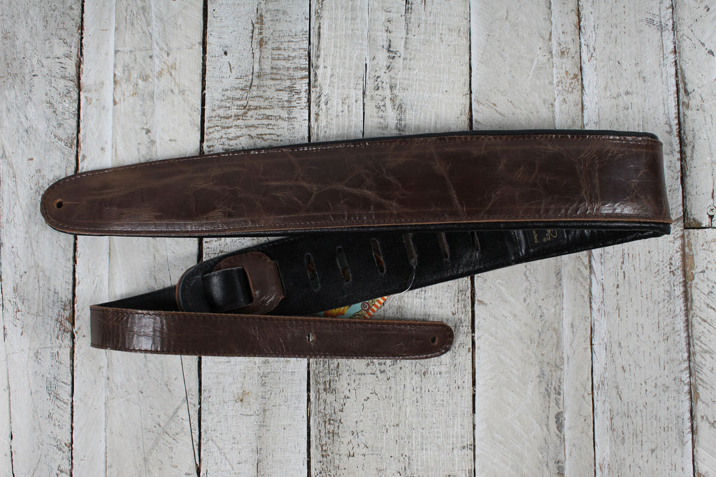 Henry Heller HPAD35-9 3.5 Inch Padded Capri Leather Guitar Strap Vintage Brown