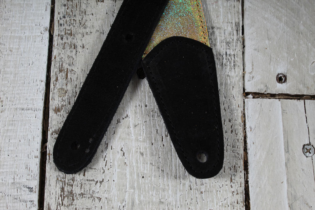 Henry Heller HMOD2-10 2 Inch Gold Sparkle Vinyl Guitar Strap with Suede Ends