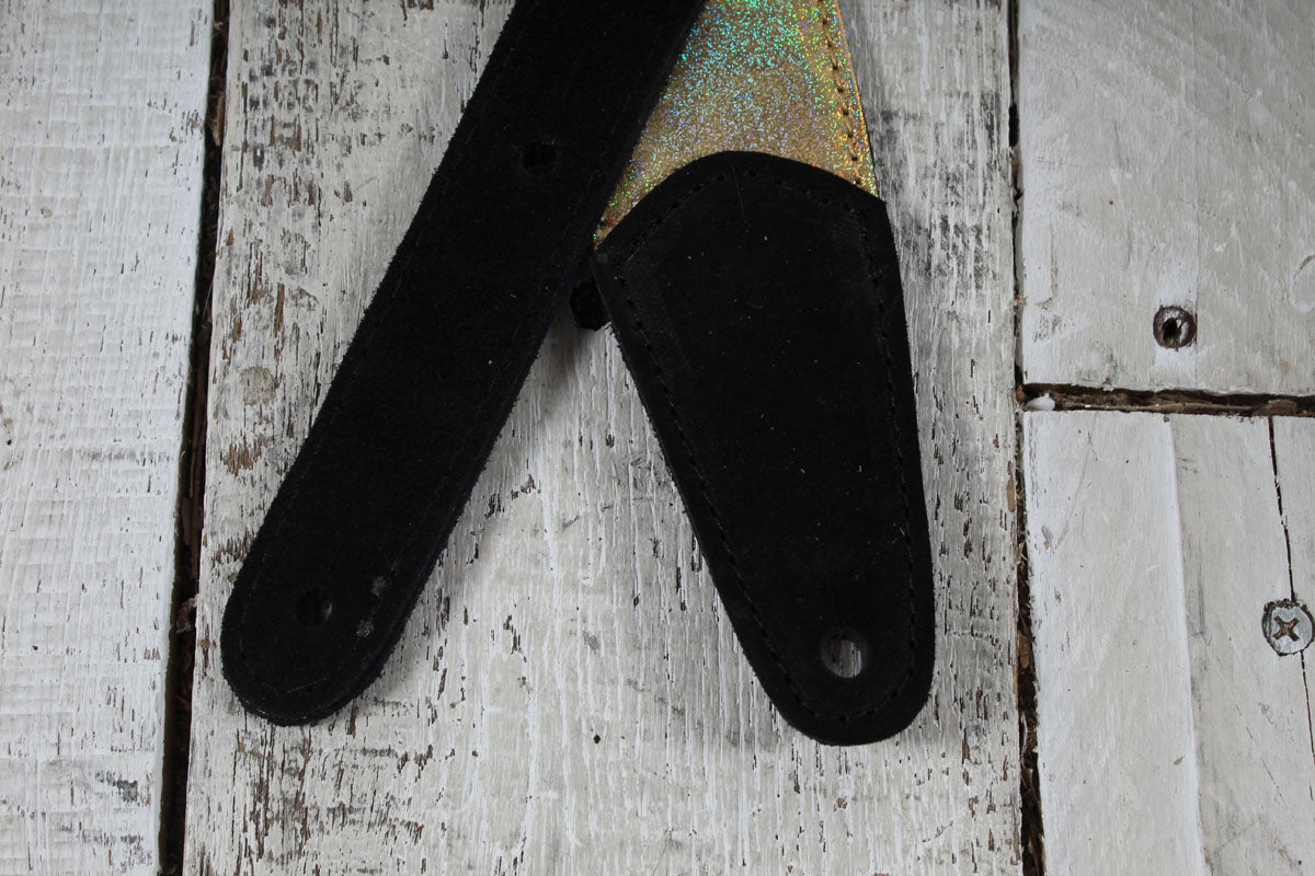 Henry Heller HMOD2-10 2 Inch Gold Sparkle Vinyl Guitar Strap with Suede Ends