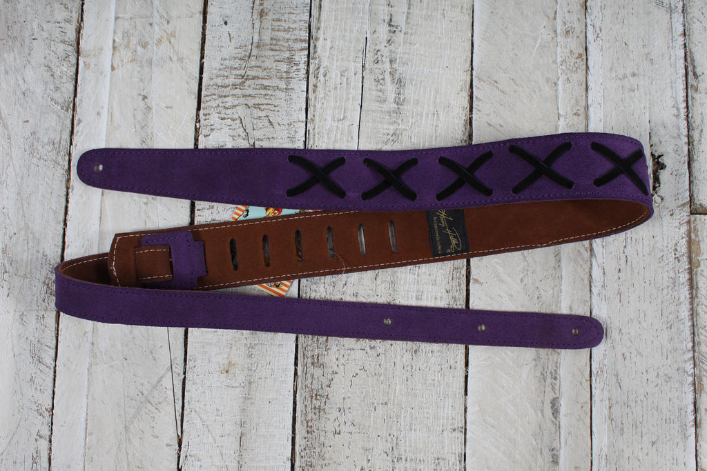 Henry Heller HPX-PUR  2 Inch Wide Purple Suede Adjustable Guitar Strap