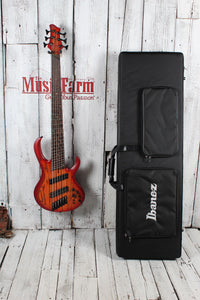 Ibanez BTB866MS 6 String Electric Bass Guitar Brown Topaz Burst Flat with Case