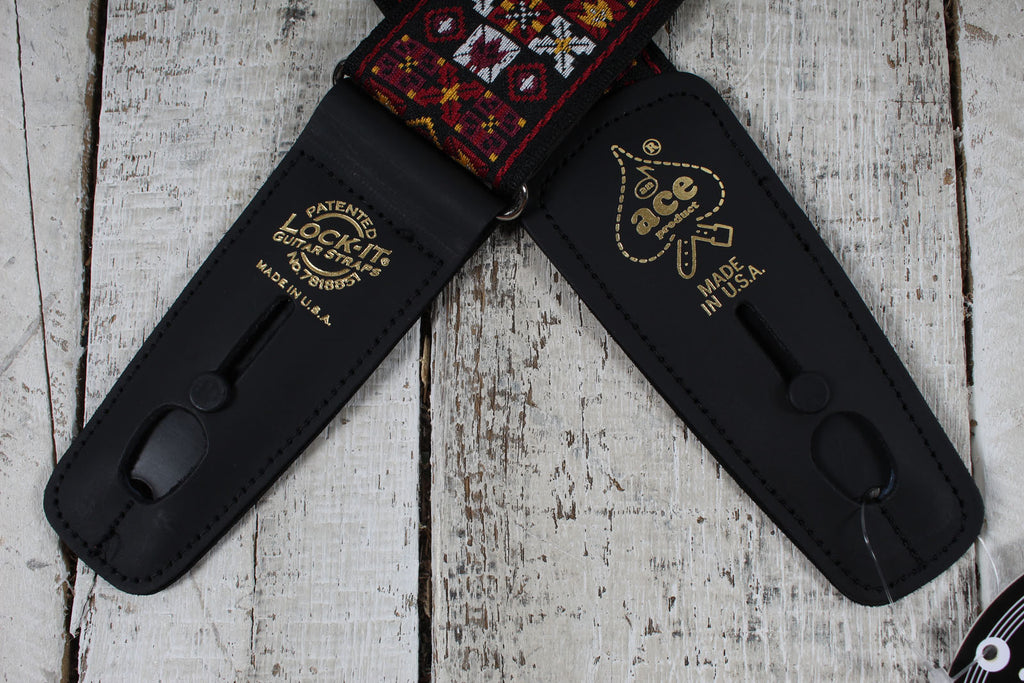 D'Andrea ACEPRO-1 Ace Pro LOCK-IT Locking Guitar Strap 2 Inch Wide Guitar Strap