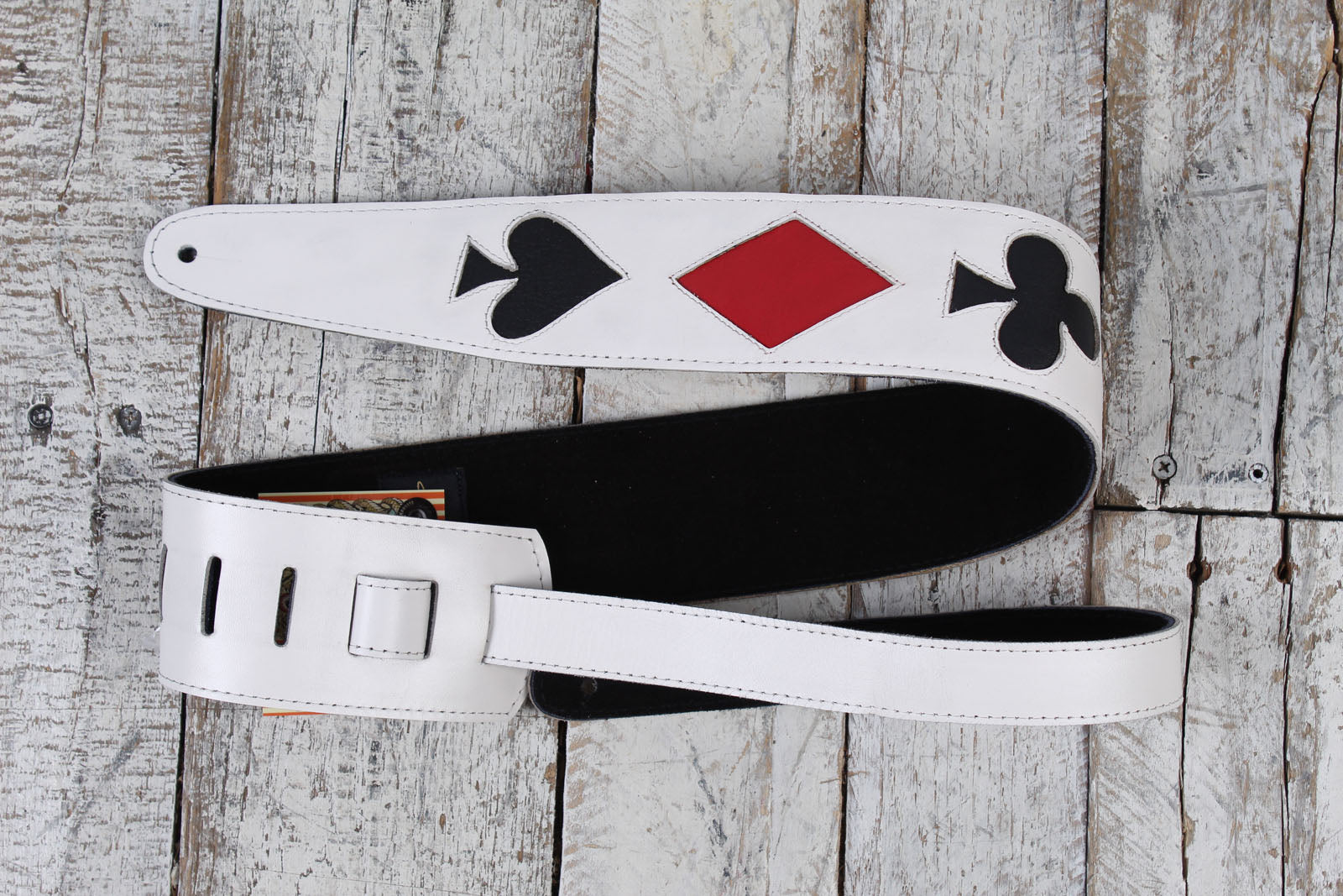 Henry Heller 2.5 Inch Garment Leather Guitar Strap Playing Cards White Main image