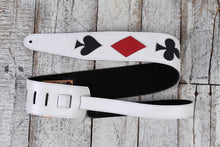 Load image into Gallery viewer, Henry Heller 2.5 Inch Garment Leather Guitar Strap Playing Cards White