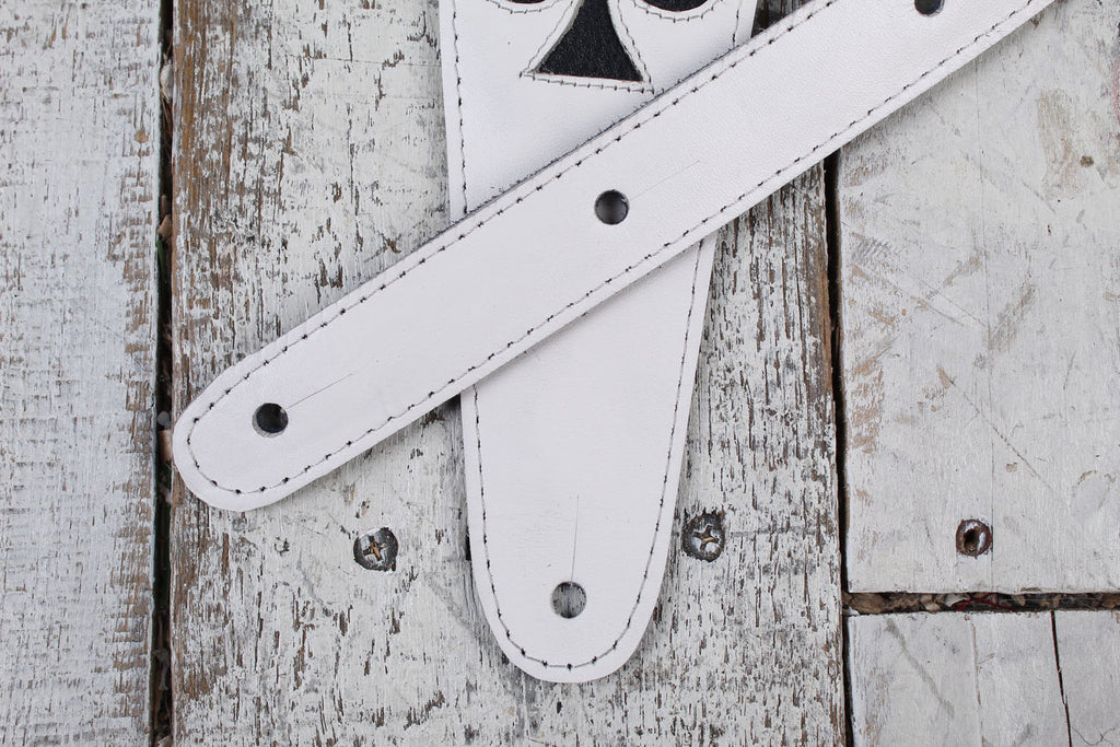 Henry Heller 2.5 Inch Garment Leather Guitar Strap Playing Cards White