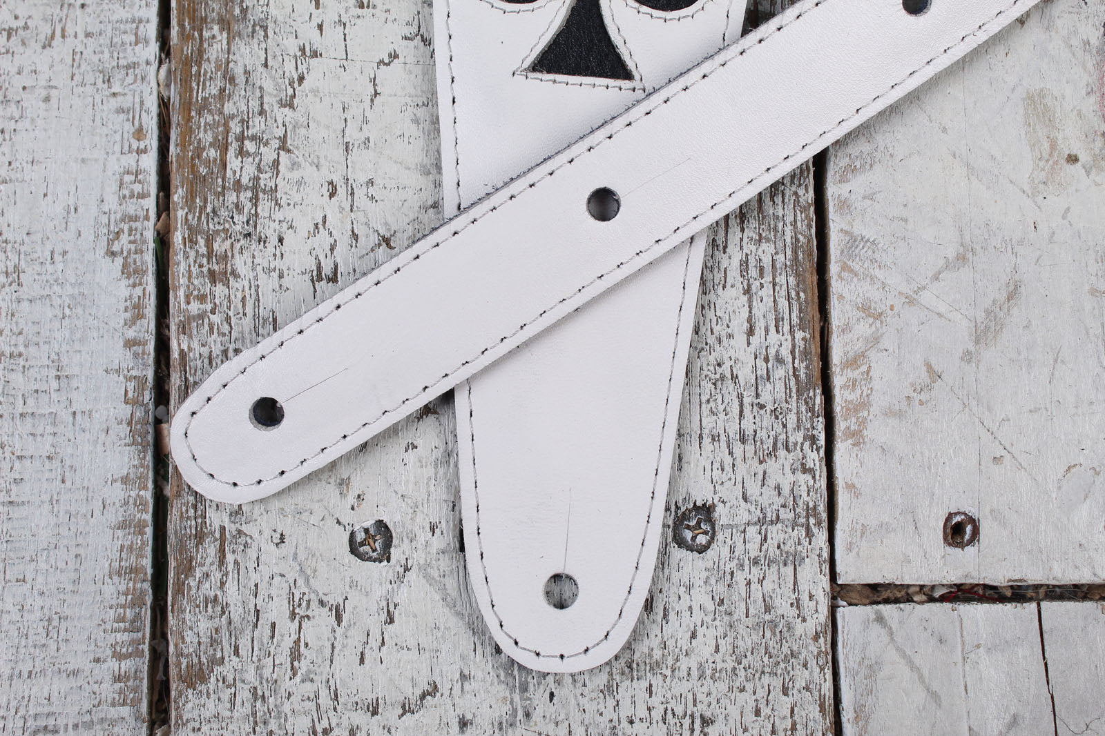 Henry Heller 2.5 Inch Garment Leather Guitar Strap Playing Cards White