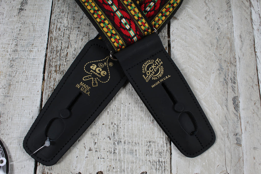 D'Andrea ACEPRO-4 Ace Pro LOCK-IT Locking Guitar Strap 2 Inch Wide Jacquard Guitar Strap