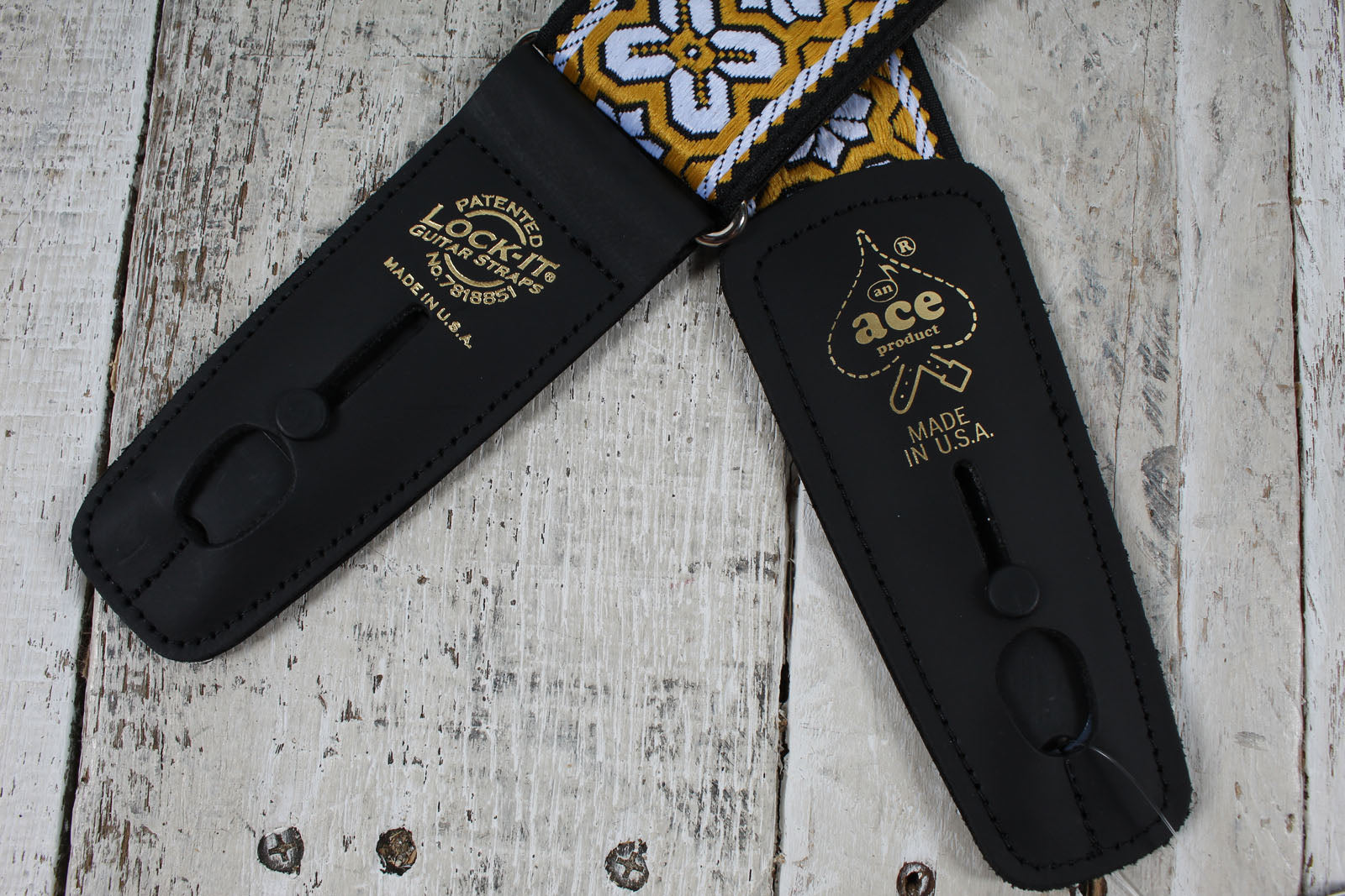 D'Andrea ACEPRO-2 Ace Pro LOCK-IT Locking Guitar Strap 2 Inch Wide Jacquard Guitar Strap
