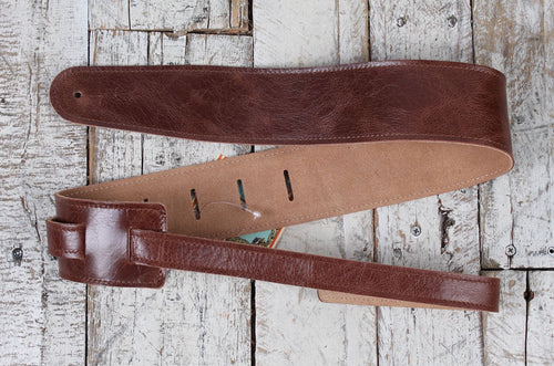 Henry Heller 2.5 Inch Width Capri Leather Adjustable Guitar Strap Burnished Brown