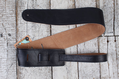 Henry Heller 2.5 Inch Width Capri Leather Adjustable Guitar Strap Black