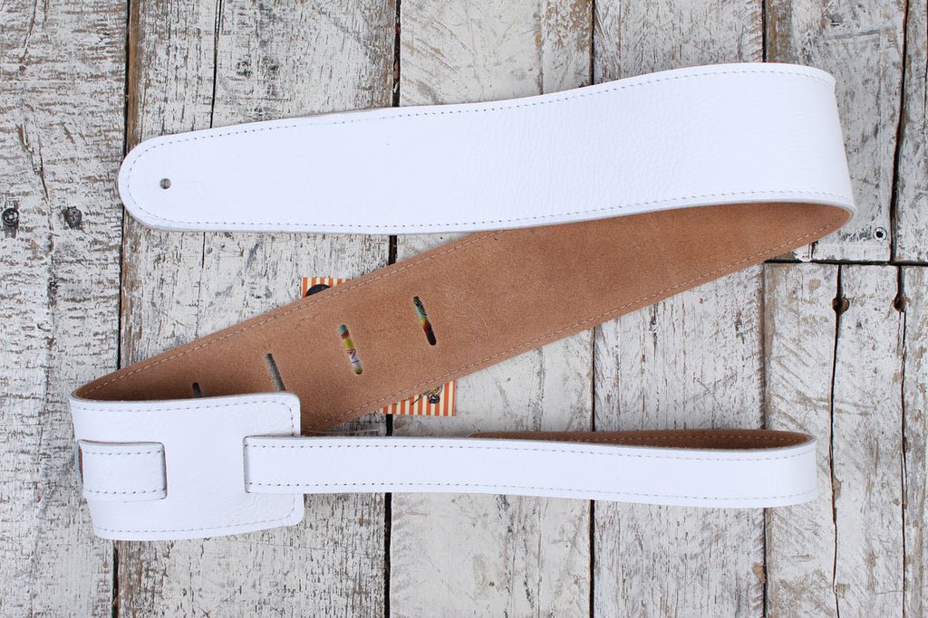 Henry Heller 2.5 Inch Width Capri Leather Adjustable Guitar Strap White