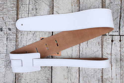 Henry Heller 2.5 Inch Width Capri Leather Adjustable Guitar Strap White