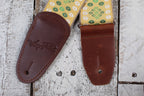 Henry Heller 2 Inch Vintage Deluxe Jacuard Guitar Strap with Premium Leather Ends Yellow