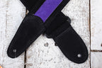 Henry Heller 2 Inch Wide Black with Purple Strip Suede Adjustable Guitar Strap