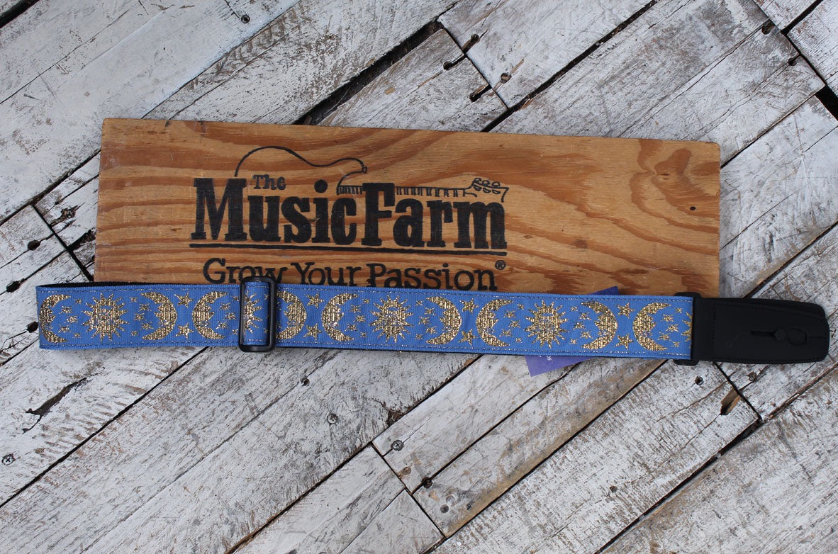 Lock-It Straps Designer Series 2 Inch Guitar Strap with Locking Ends Blue Moon